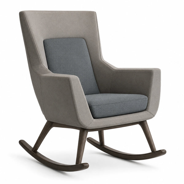 Silla Mecedora de Tela y Madera Gris