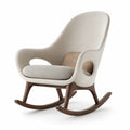 Silla Mecedora de Tela y Madera Beige