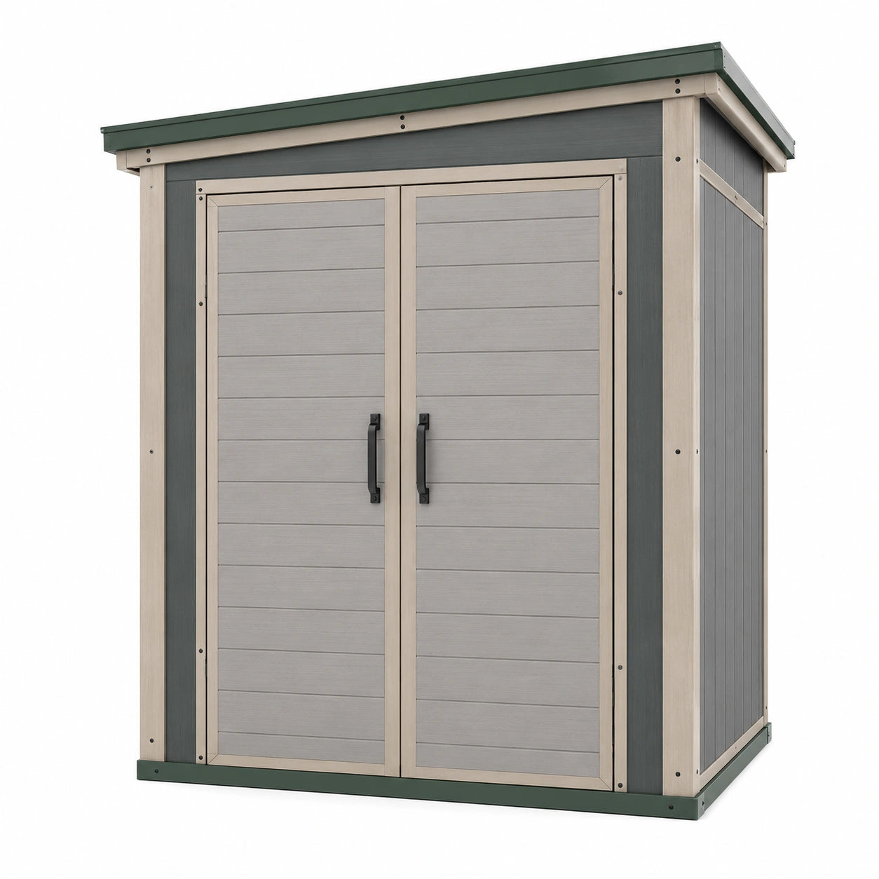 Caseta de jardín de plástico gris y beige 140x85x190 cm
