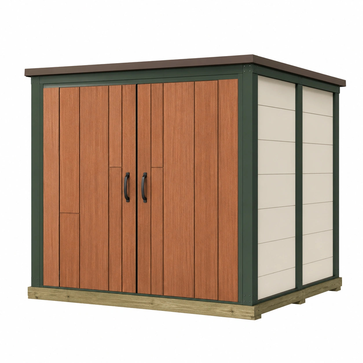 Cobertizo Exterior de Metal y Madera Marrón/Verde 2x1.8x2m