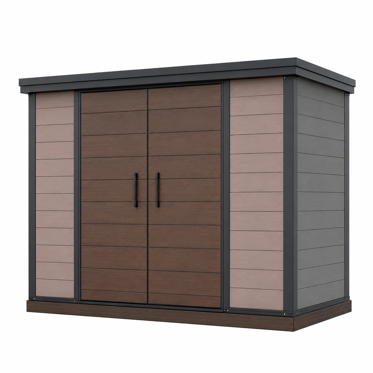 Caseta de jardín de plástico y acero galvanizado 190 cm x 120 cm x 200 cm Marrón/Negro