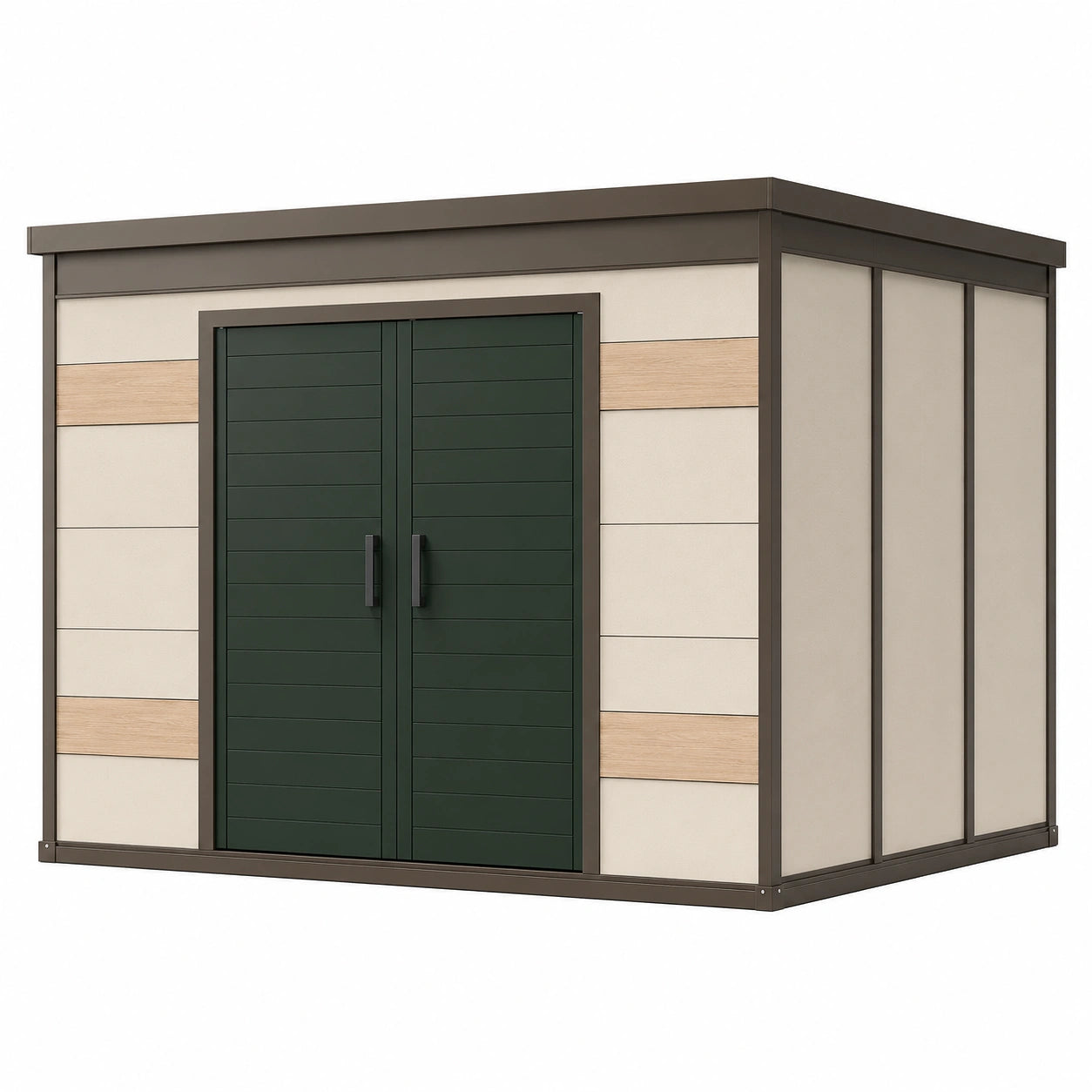 Caseta de Almacenamiento Exterior Metálica Verde/Beige 2m x 1.5m x 2m