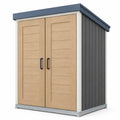 Caseta de almacenamiento de metal con puertas de madera 200x150x210 cm