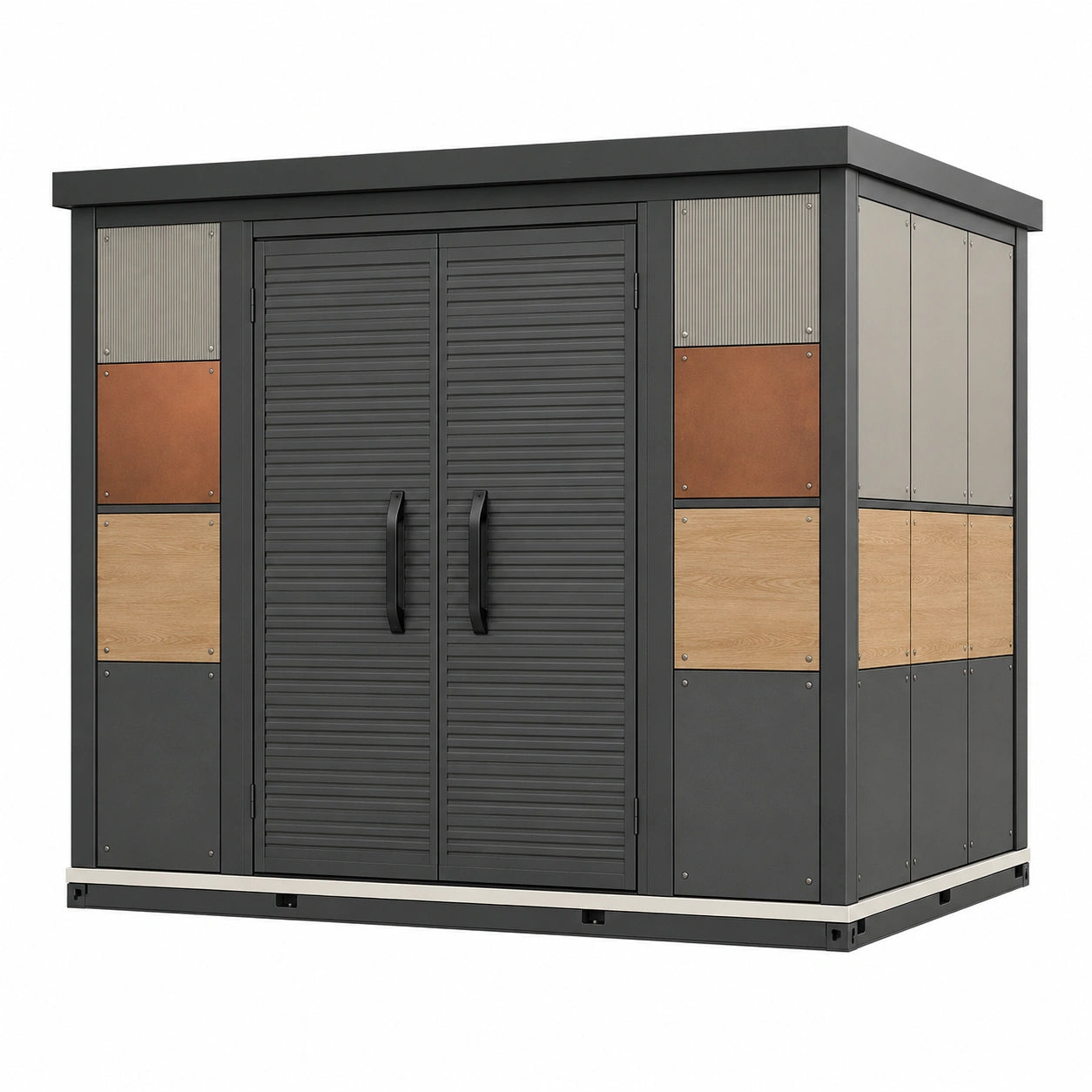 Cobertizo de Jardín de Acero Galvanizado 210x150x200cm Gris/Marrón/Madera
