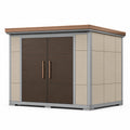 Cobertizo Exterior de Aluminio y Paneles de Resina Beige/Marrón