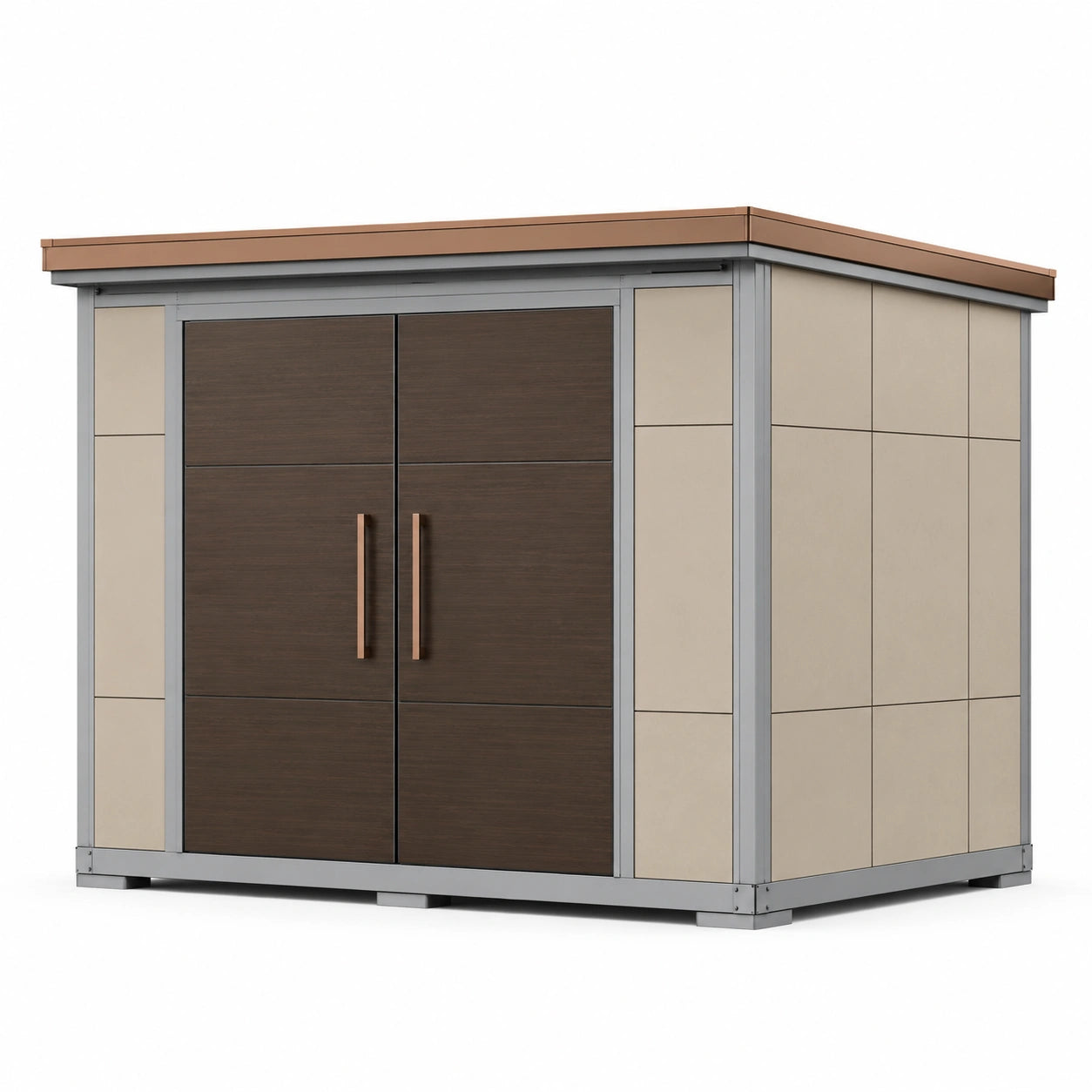 Cobertizo Exterior de Aluminio y Paneles de Resina Beige/Marrón