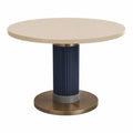 Mesa Redonda de Madera MDF y Metal en Beige y Azul