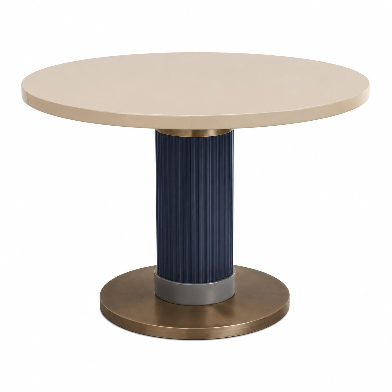 Mesa Redonda de Madera MDF y Metal en Beige y Azul