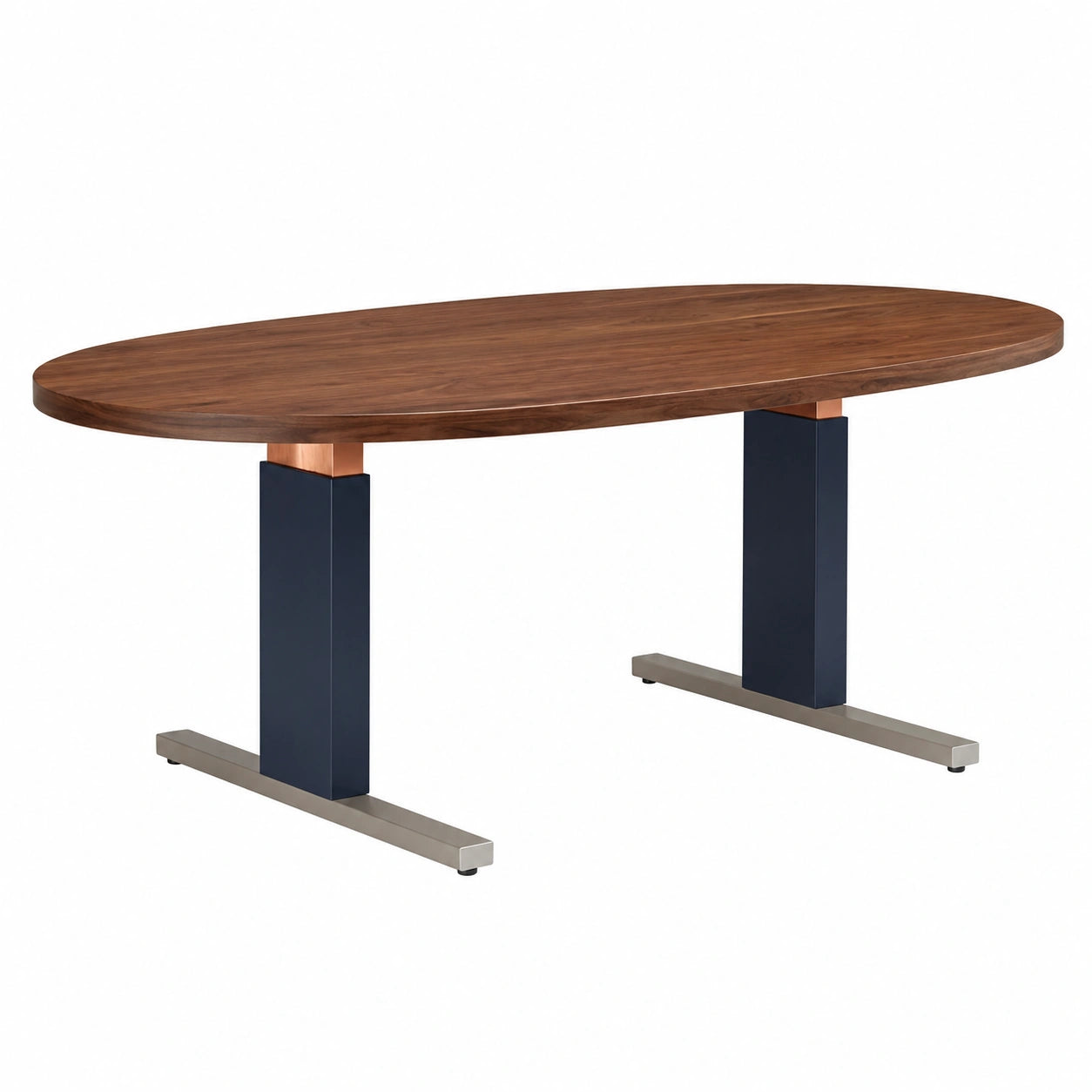 Mesa de comedor ovalada de madera y metal 200x100 cm