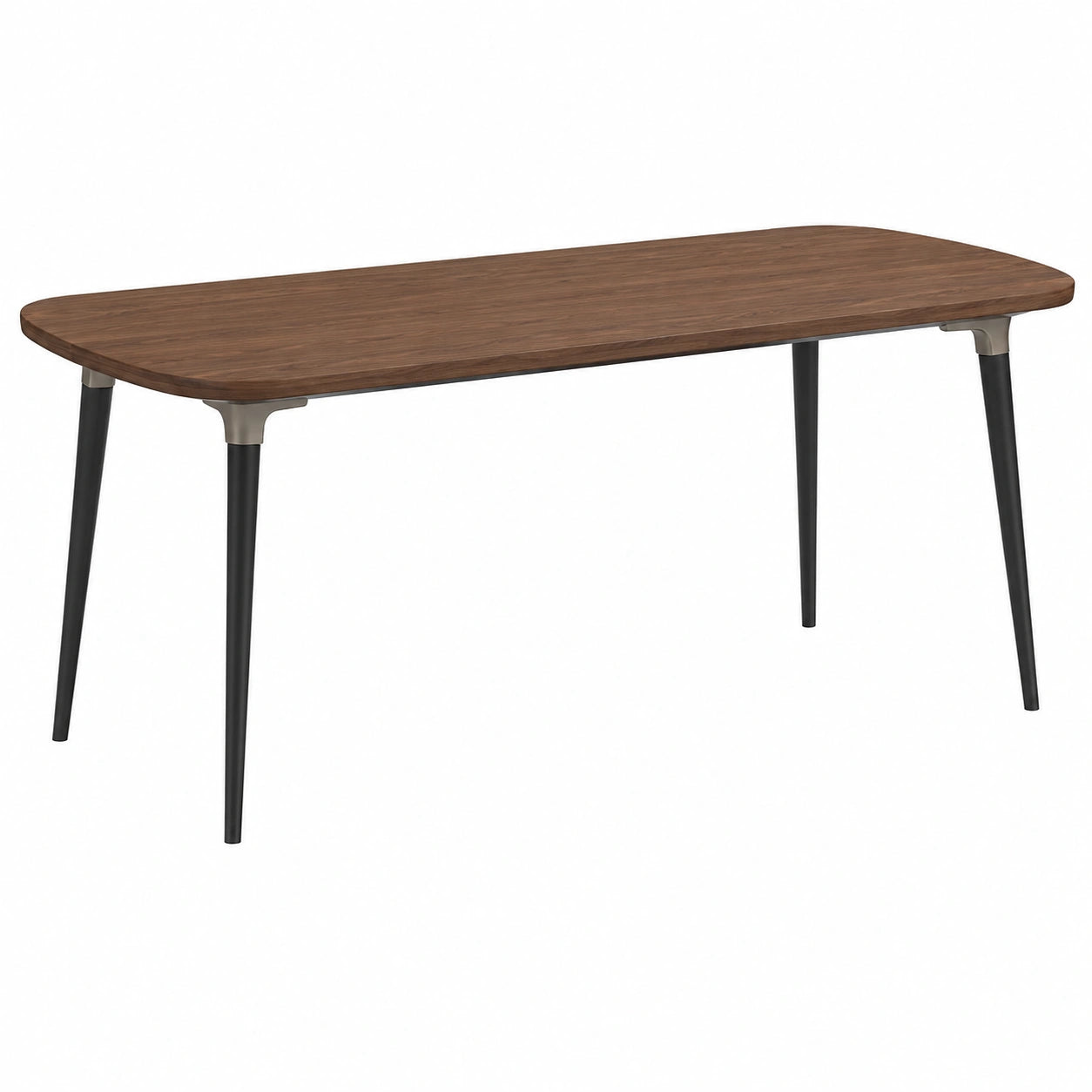 Mesa de madera de nogal con patas de metal 180x90x75 cm Marrón/Negro