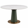 Mesa Redonda de Mármol con Base de Metal Verde