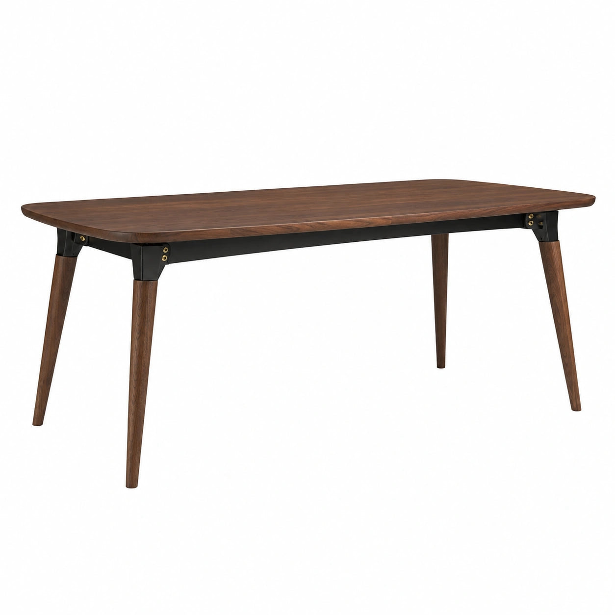 Mesa de comedor de madera de nogal con patas metálicas 120x60x75 cm