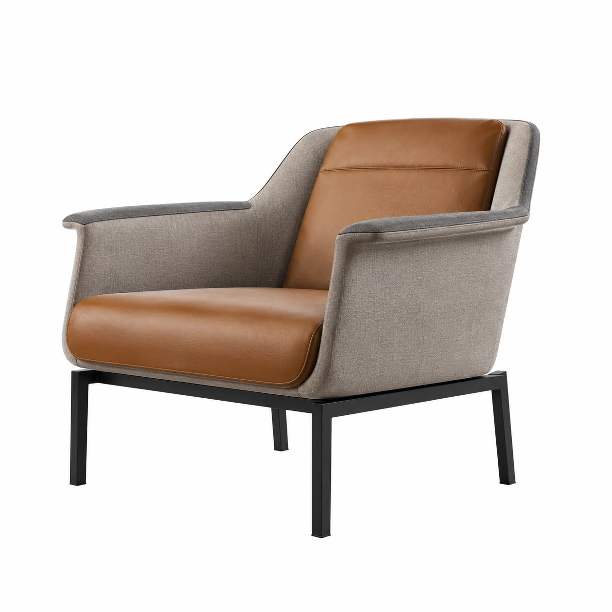 Sillón de Tela y Cuero Sintético con Estructura Metálica