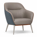 Sillón de Cuero Sintético y Tela con Patas de Acero Inoxidable