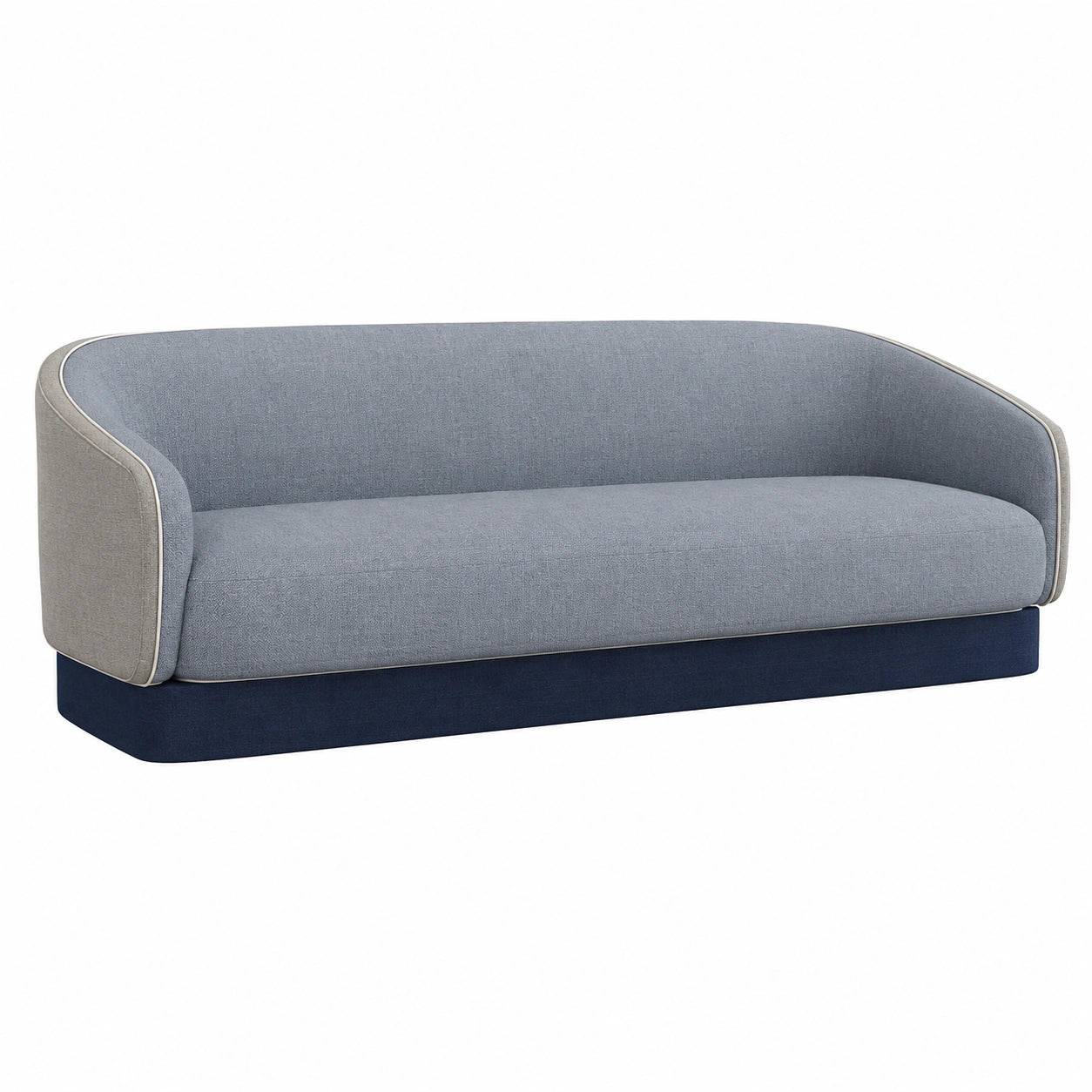 Sofá de Tela de Poliéster Azul y Gris Claro 200x80x75 cm