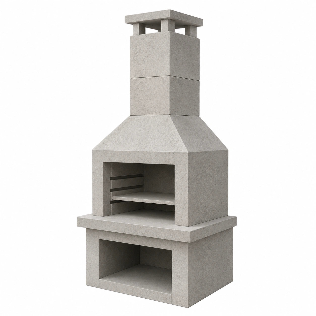 Barbacoa de Piedra Gris con Chimenea para Exterior