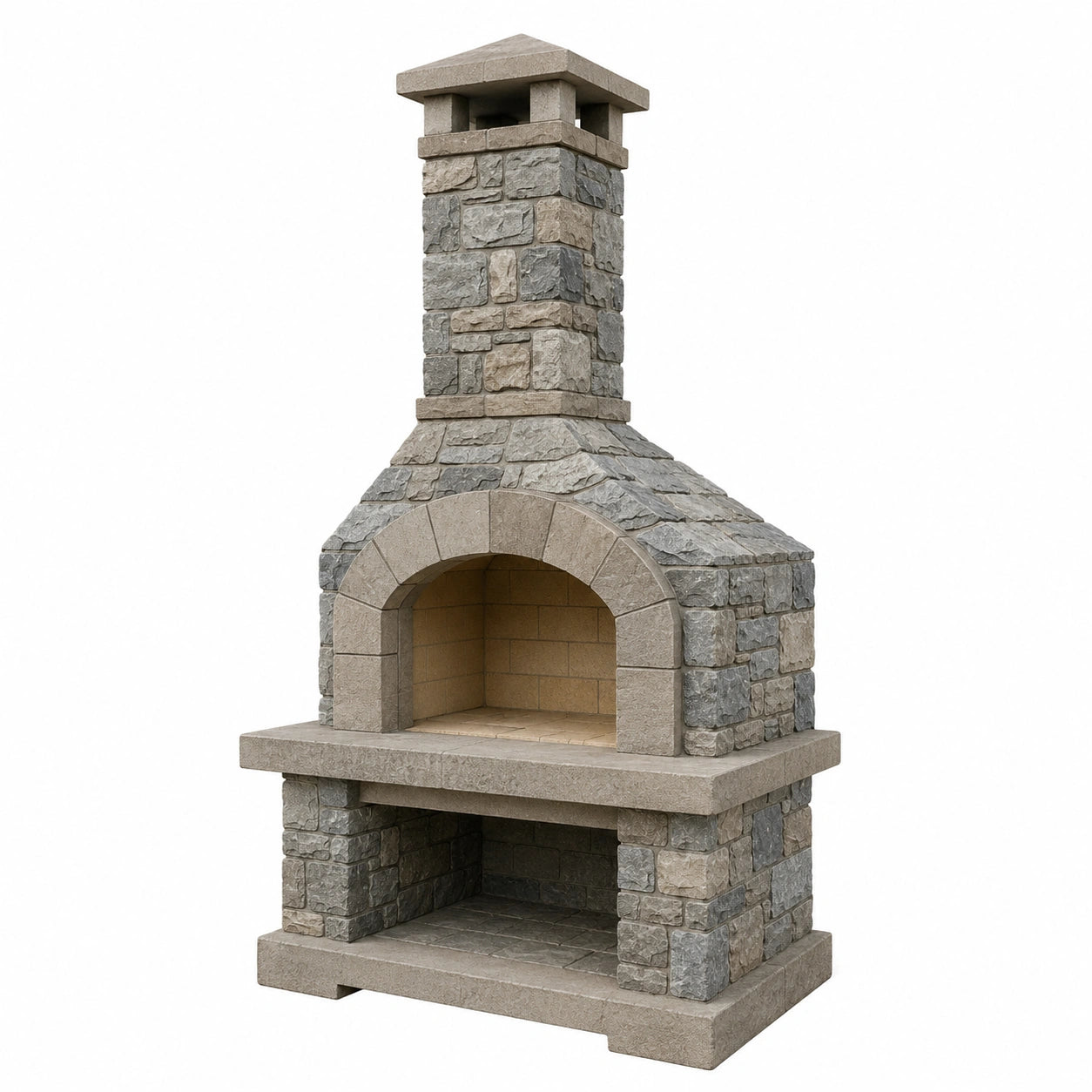 Barbacoa de Piedra Natural con Chimenea, 200 cm de Altura, Gris