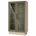 Vitrina de Madera y Vidrio Templado Verde con 4 Estantes