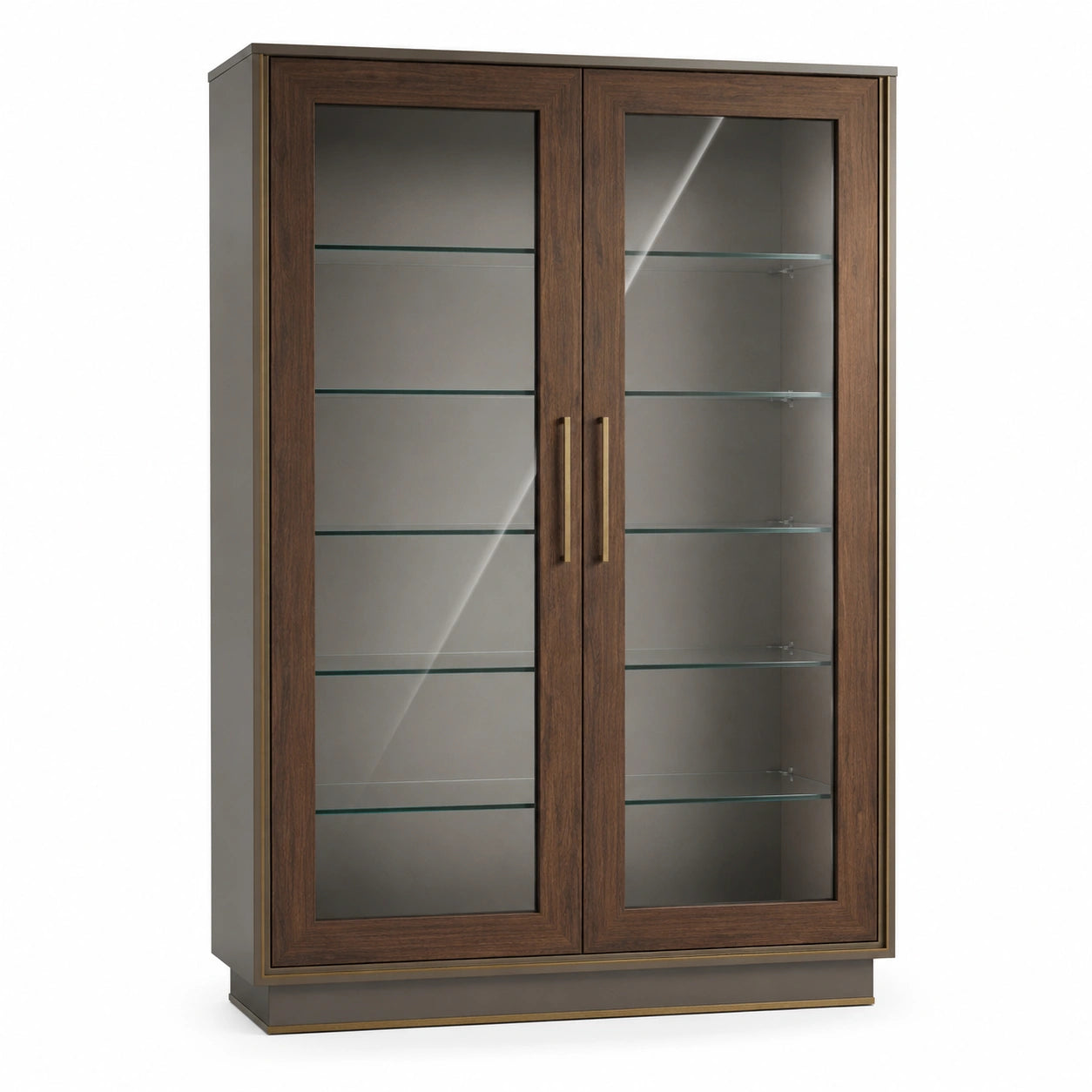 Vitrina de madera con puertas de vidrio templado