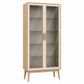 Vitrina de MDF con Puertas de Vidrio Templado y Estantes Ajustables
