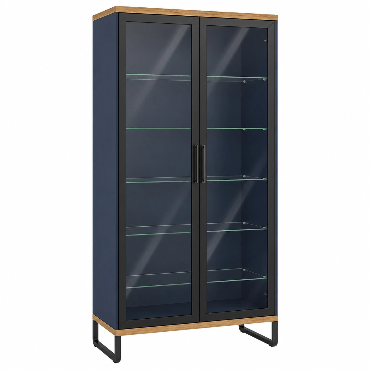 Vitrina de Metal y MDF con Puertas de Vidrio Templado
