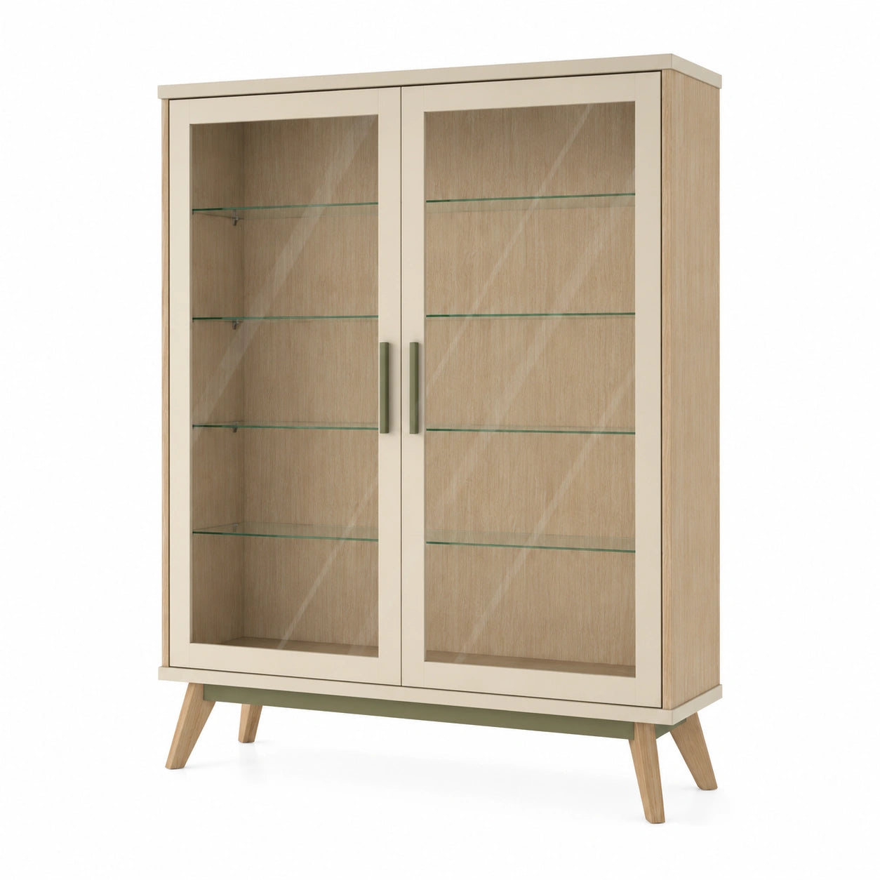 Vitrina de Madera y Vidrio Templado Beige 180x120x40 cm