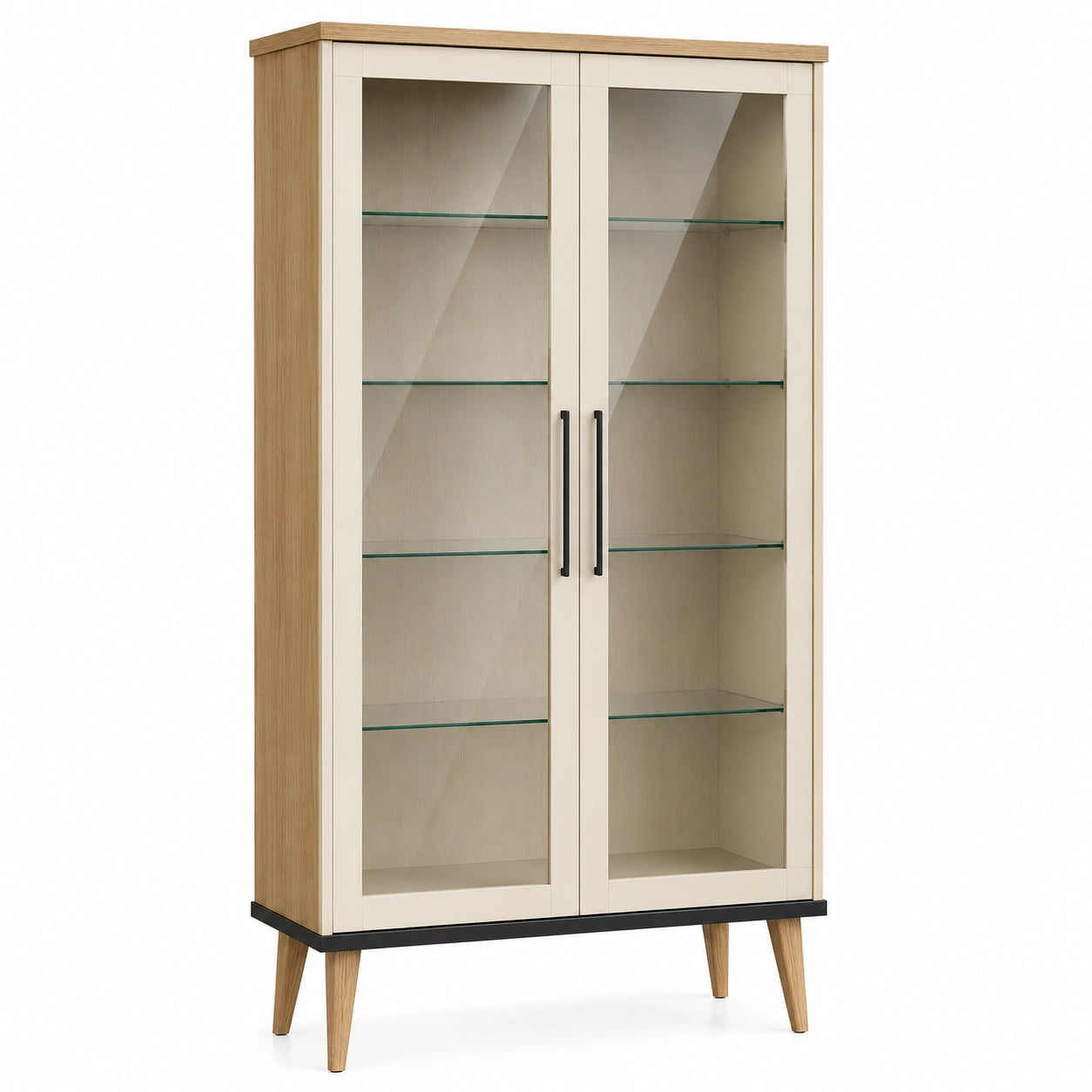 Vitrina de Madera y Vidrio Templado Beige