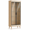 Vitrina de Madera con Puertas de Vidrio Templado