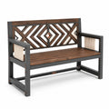 Banco de Madera y Metal con Respaldo Decorativo