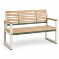 Banco de jardín de aluminio y madera de acacia 120 cm Beige/Verde