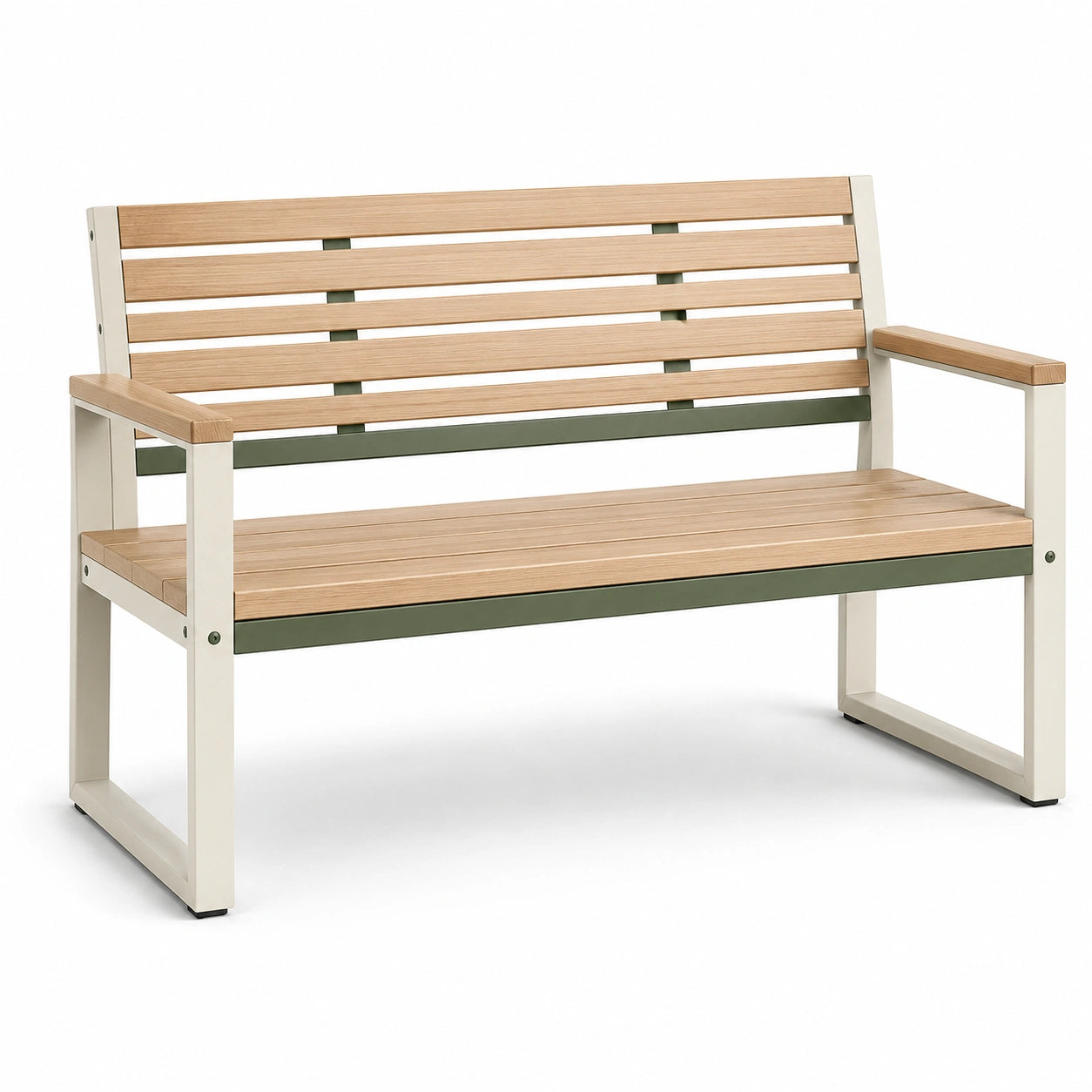 Banco de jardín de aluminio y madera de acacia 120 cm Beige/Verde