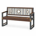 Banco de madera y metal con respaldo geométrico 130 cm