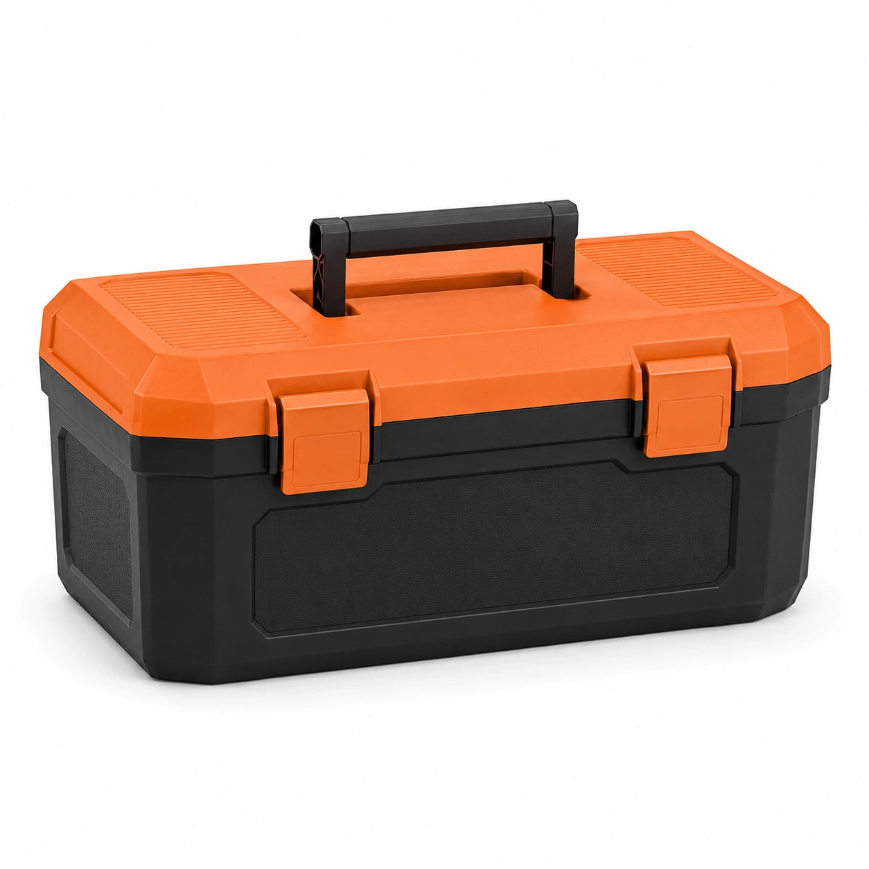 Caja de Herramientas de Plástico con Asa y Cierres Naranja/Negro