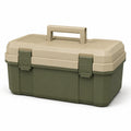 Caja de herramientas de plástico verde/beige