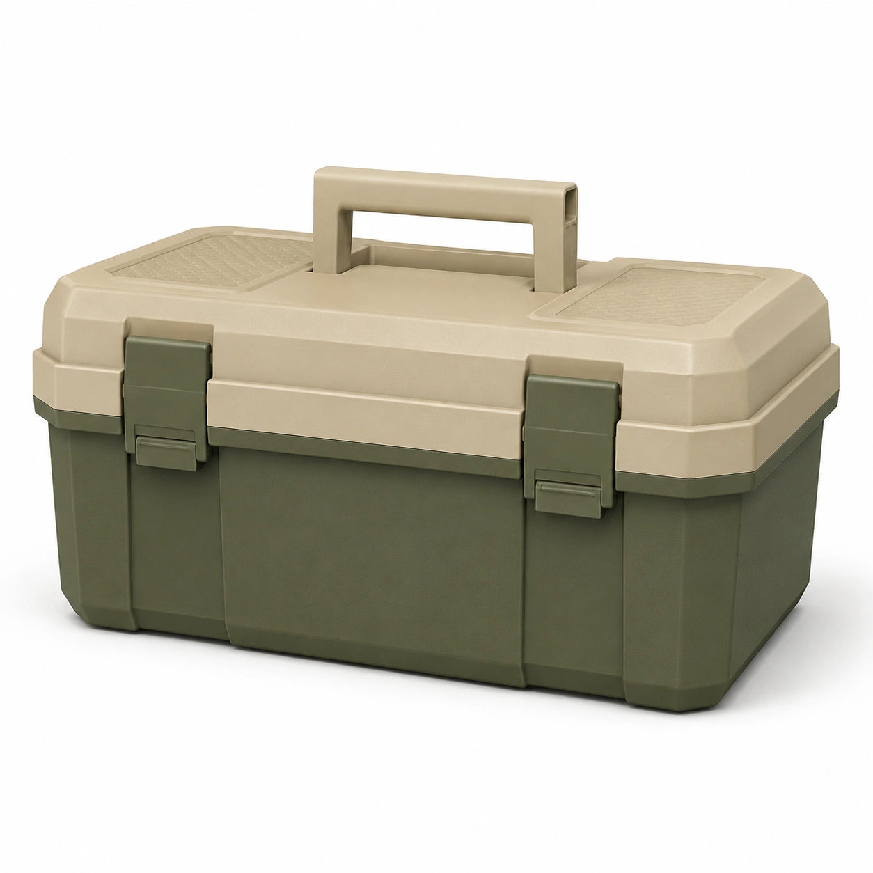 Caja de herramientas de plástico verde/beige
