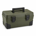 Caja de herramientas de plástico verde con asa negra 40x20x20 cm