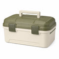 Caja de herramientas de plástico verde y crema 30cm x 15cm x 15cm