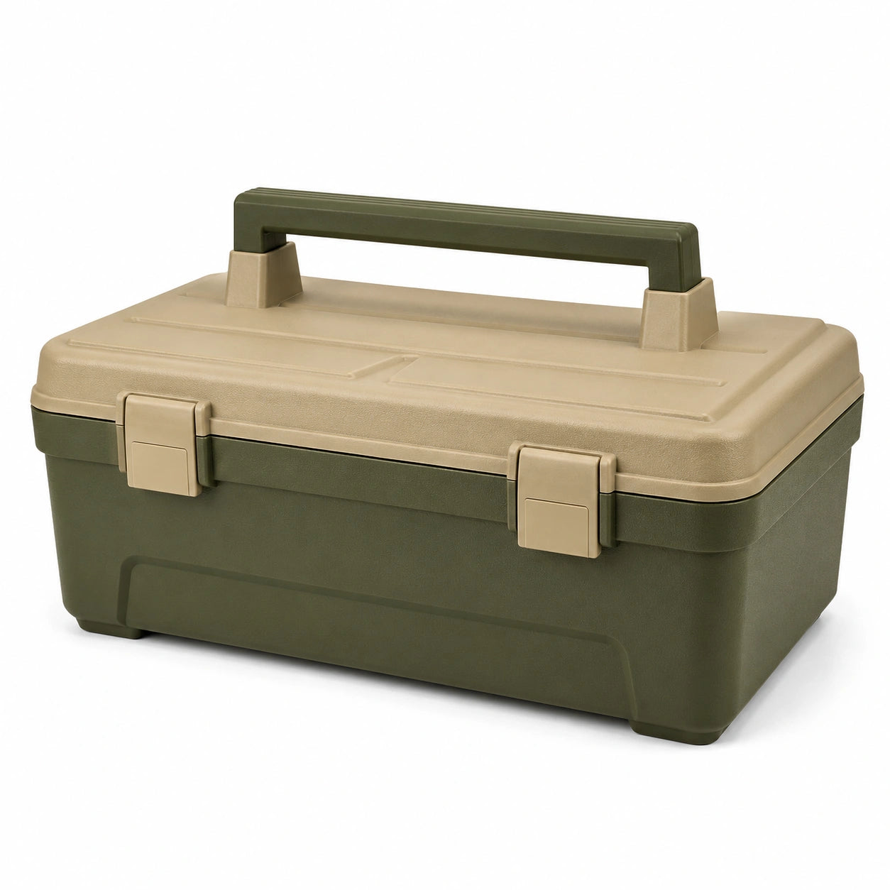 Caja de herramientas de plástico verde y beige 40x20x18 cm