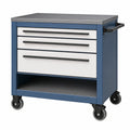 Carro de almacenamiento de acero con ruedas y 3 cajones Azul/Blanco 84x51x91 cm