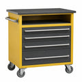 Carro de herramientas de metal con 4 cajones Negro/Amarillo 80x40x90 cm