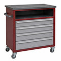 Carro de herramientas de acero con cajones y ruedas 100x50x80 cm Rojo/Gris