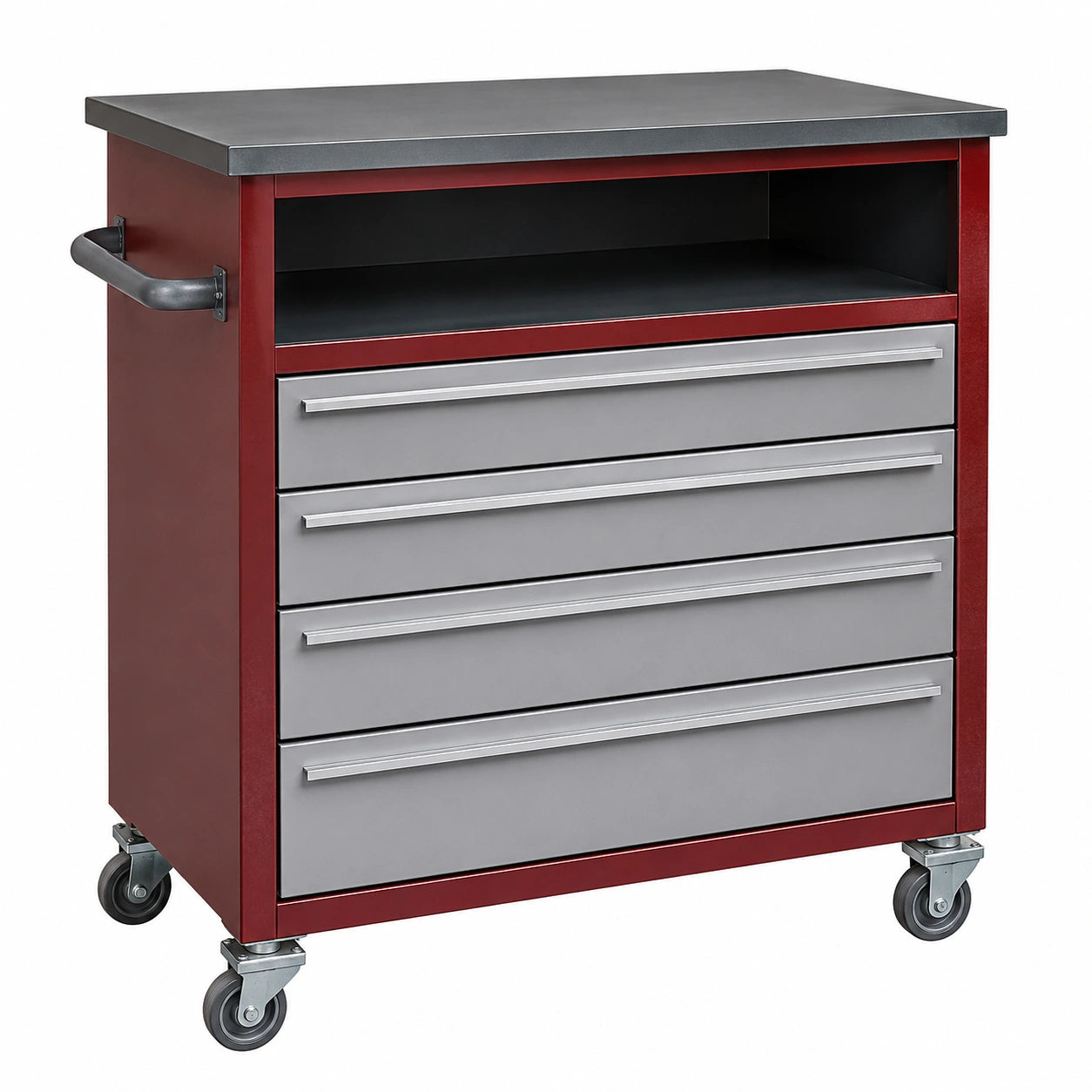 Carro de herramientas de acero con cajones y ruedas 100x50x80 cm Rojo/Gris