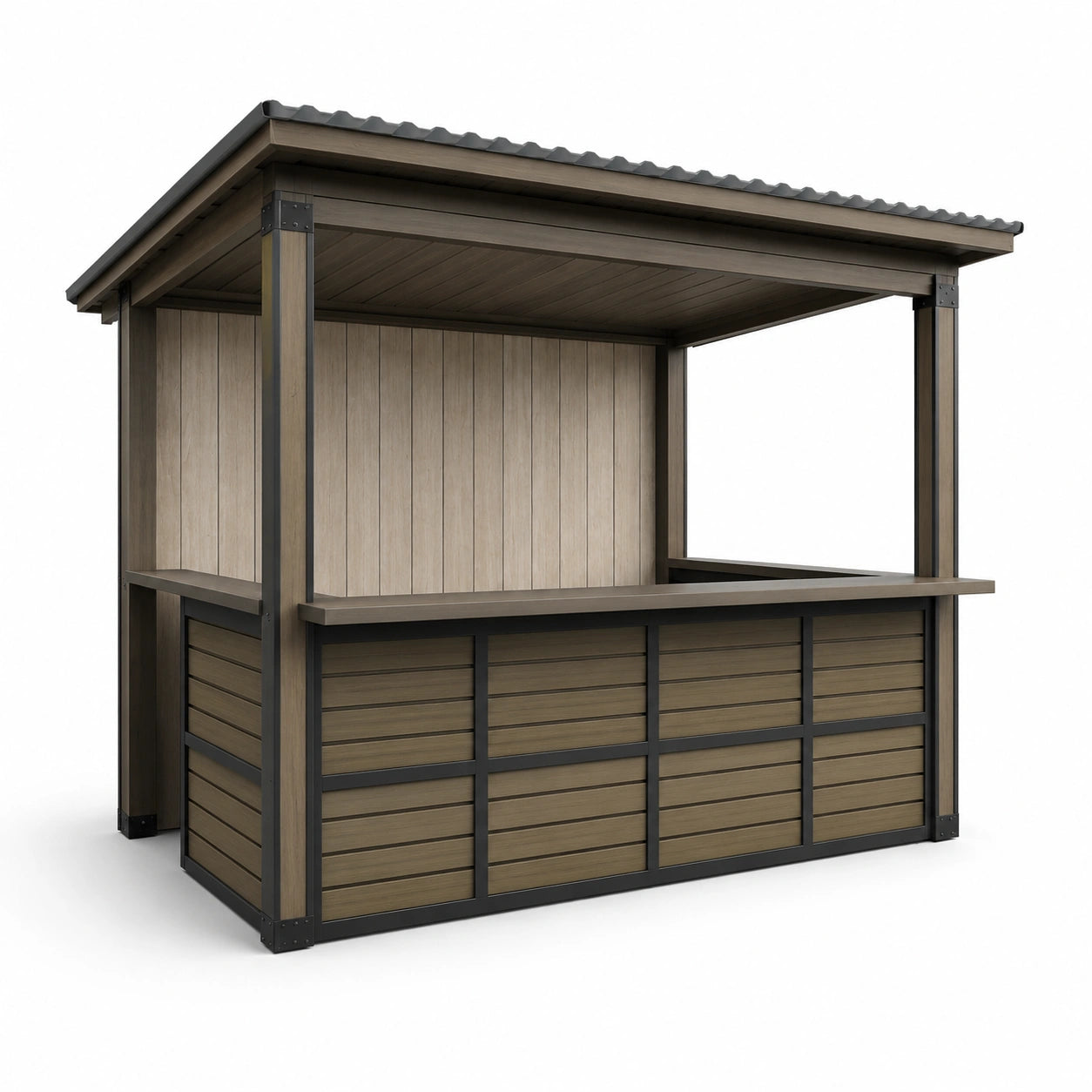 Mostrador de Kiosco de Madera Compuesta y Metal 200x100x250cm