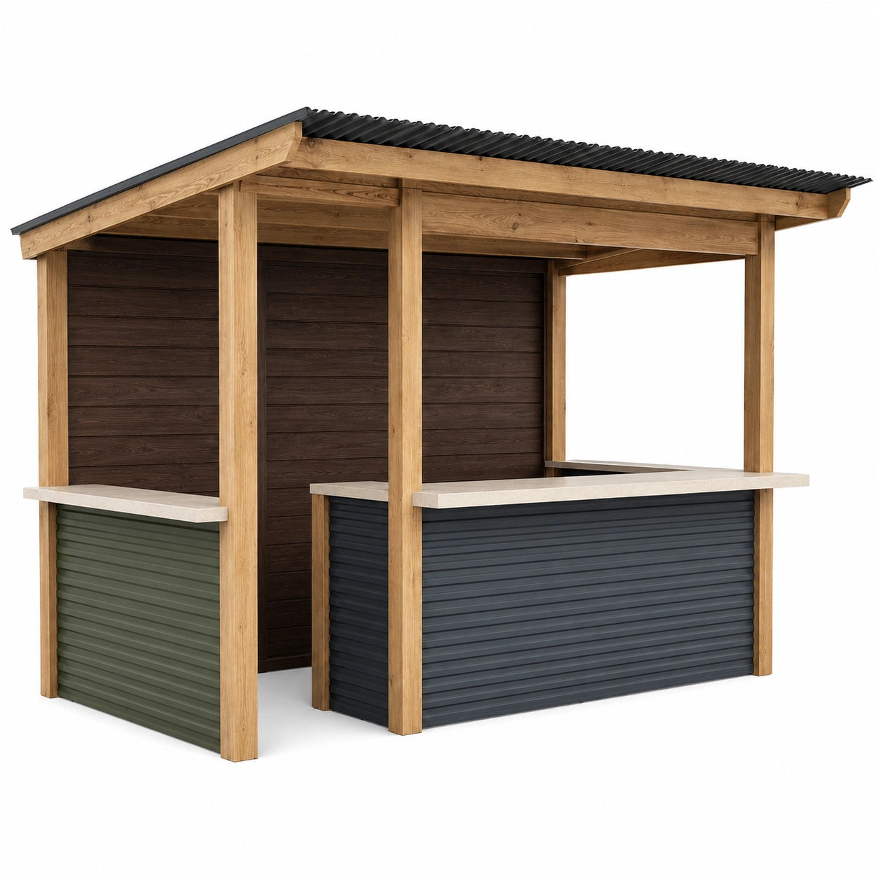 Puesto de Venta Exterior de Madera y Metal