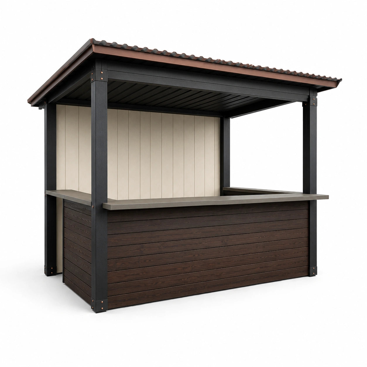 Barra de Exterior de Madera y Metal con Techo Marrón